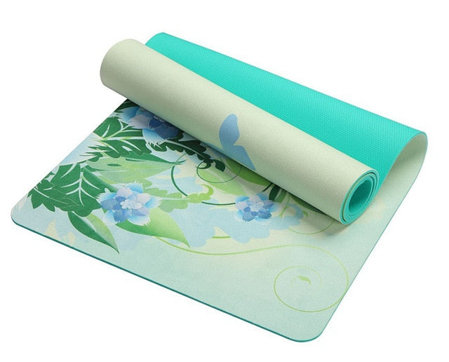 6 MM Lotus Pattern Suede TPE Yoga Mat Pad Non-slip