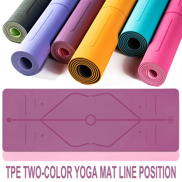 Tpe Yoga Mat With Position Line Fitness Gymnastics