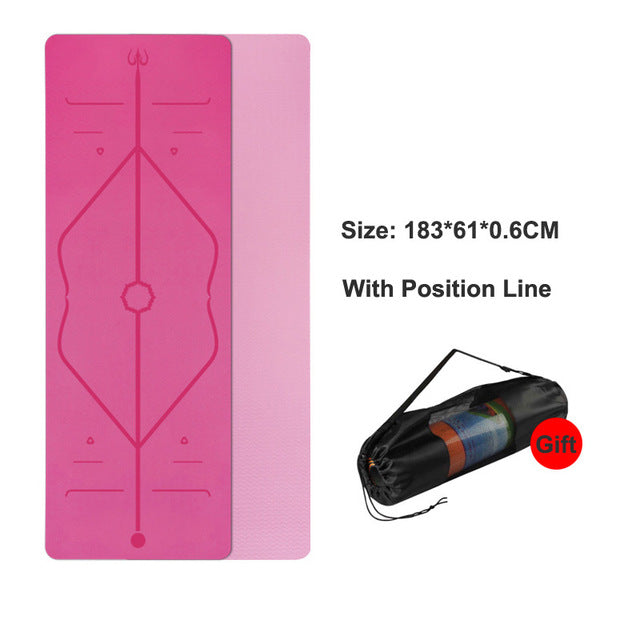 Tpe Yoga Mat With Position Line Fitness Gymnastics