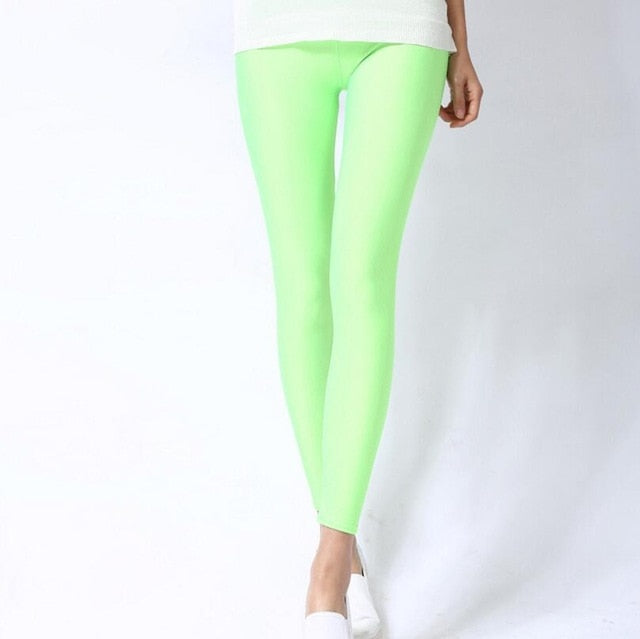 Spring Solid Candy Neon Leggings for Women