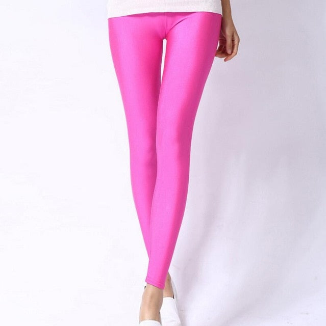 Spring Solid Candy Neon Leggings for Women