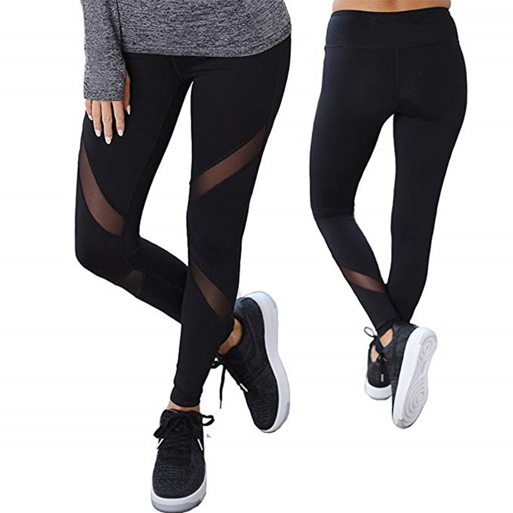 Casual Leggings Women Black Mesh fitness pants